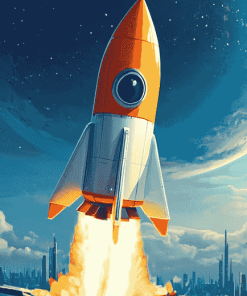 Space Adventure Rocket Ship Diamond Painting