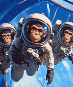 Space Astronaut Chimp Animations Diamond Painting