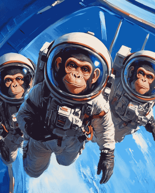 Space Astronaut Chimp Animations Diamond Painting