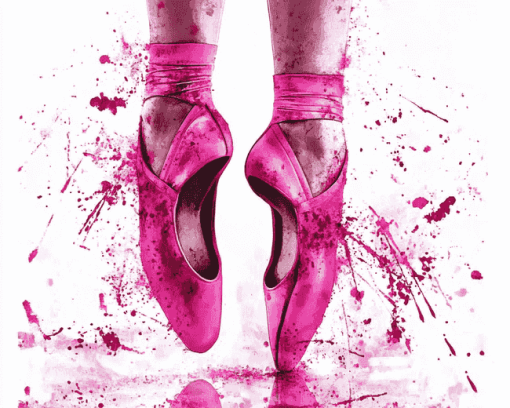 Splash Pink Ballet Shoe Diamond Painting