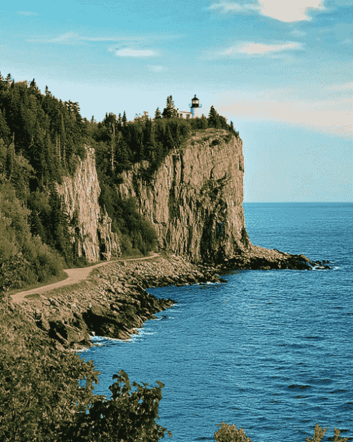 Split Rock Lighthouse Scenic View Diamond Painting