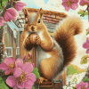 Spring Nuthouse Squirrels Art Diamond Painting