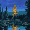 Spruce Tree Landscape Diamond Painting