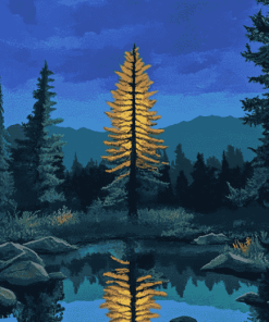 Spruce Tree Landscape Diamond Painting