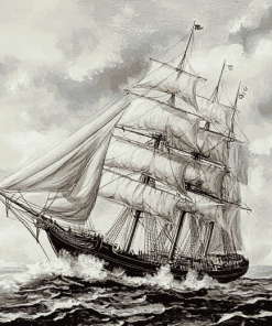 Square Rigged Ship Sailing Diamond Painting