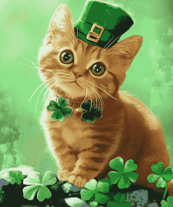 St Patrick's Day Kitten Diamond Painting