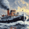 Steam Towboat Ocean Scenes Diamond Painting