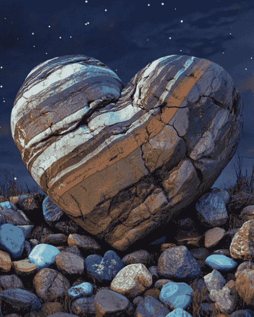 Stone Heart Landscape Diamond Painting