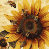 Sunflower and Bee Blossoms Diamond Painting