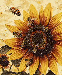 Sunflower and Bee Blossoms Diamond Painting