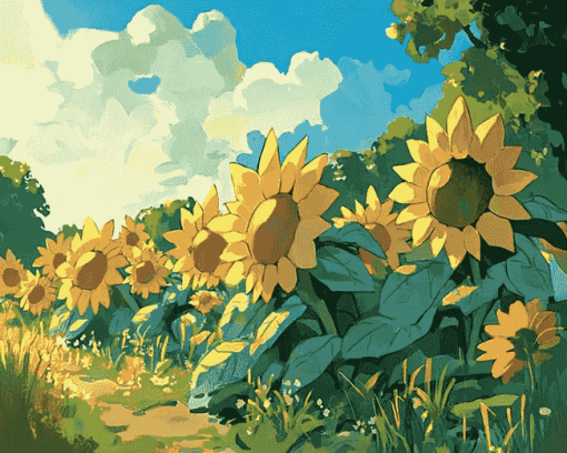 Sunflowers Torterra Pokemon Diamond Painting