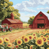 Sunflowers with Rustic Barn Diamond Painting