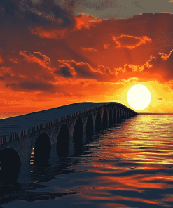 Sunset Beach Bridge Diamond Painting