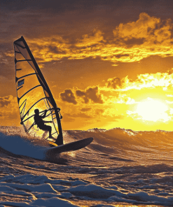 Sunset Beach Windsurfing Diamond Painting