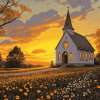 Sunset Country Church Diamond Painting