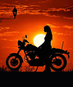 Sunset Couple on Motorcycle Diamond Painting