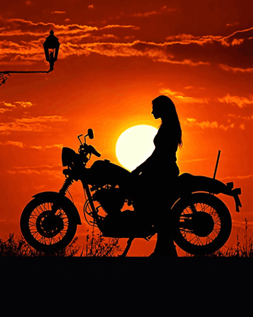 Sunset Couple on Motorcycle Diamond Painting