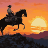 Sunset Cowboy Silhouette Diamond Painting