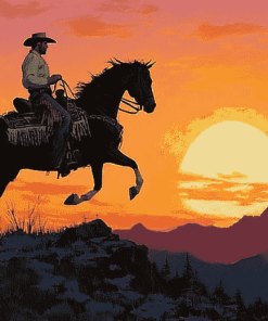 Sunset Cowboy Silhouette Diamond Painting