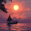 Sunset Lake Moon Diamond Painting