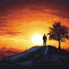 Sunset Mountain Silhouette Diamond Painting