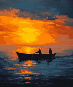 Sunset Ocean Silhouette Diamond Painting