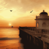 Sunset Over Cadiz Pier Diamond Painting