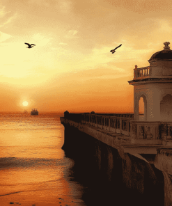 Sunset Over Cadiz Pier Diamond Painting