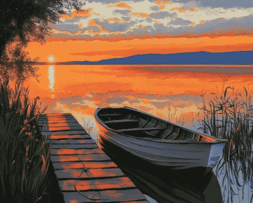 Sunset Over Lake Balaton Diamond Painting