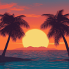 Sunset Palm Trees Diamond Painting