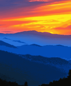 Sunset Smokey Mountains Diamond Painting