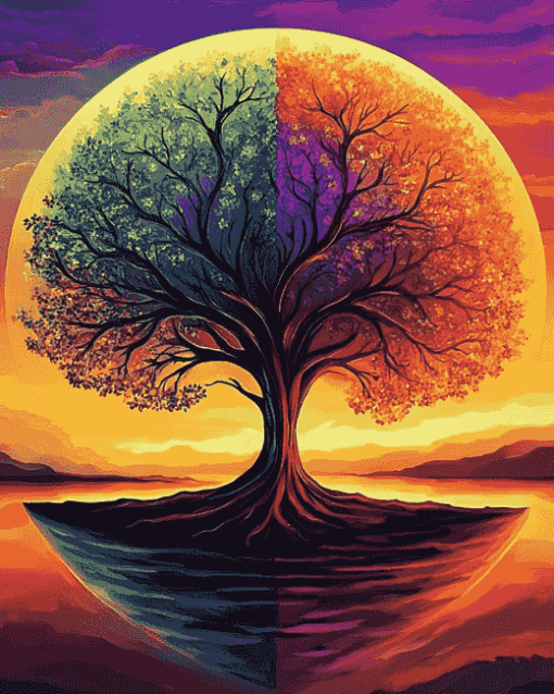 Sunset Tree of Life Diamond Painting