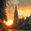 Sunset View of Louth Cathedral Diamond Painting