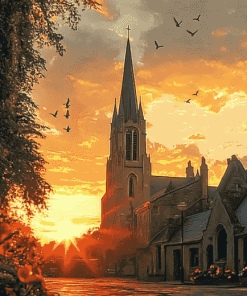 Sunset View of Louth Cathedral Diamond Painting