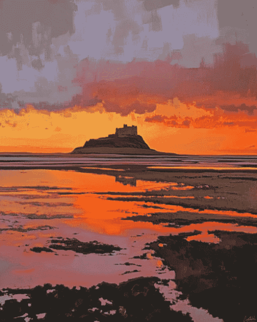 Sunset on Lindisfarne Island Diamond Painting