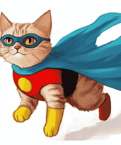 Superhero Cat Animation Diamond Painting