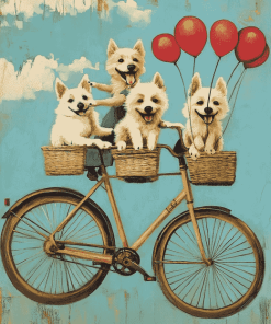 Tandem Bike Adventure Dogs Diamond Painting