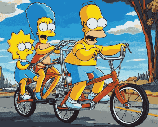 Tandem Bike Simpsons Diamond Painting