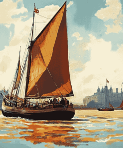 Thames Sailing Barge Landscapes Diamond Painting