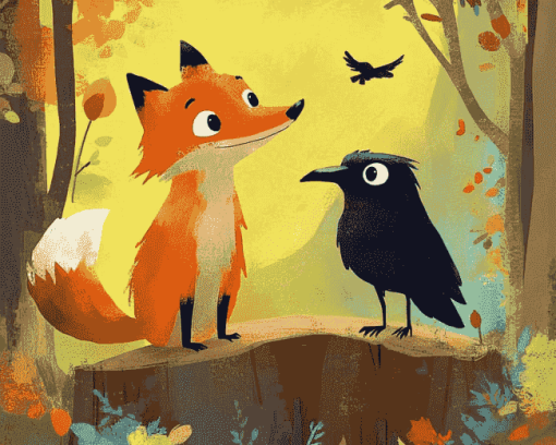 The Fox and the Crow Animation Diamond Painting