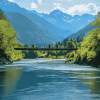 The Giffre River Landscapes Diamond Painting