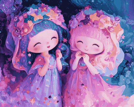 The Little Twin Stars Pink Diamond Painting