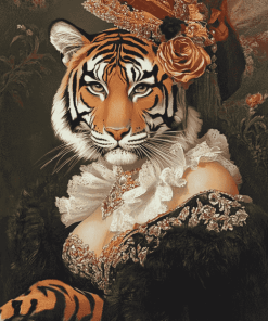 The Vintage Tiger Lady Diamond Painting