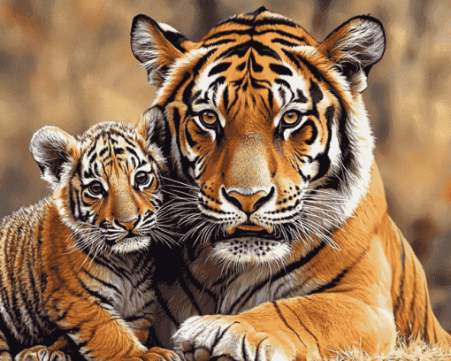 Tiger Cubs Art Diamond Painting