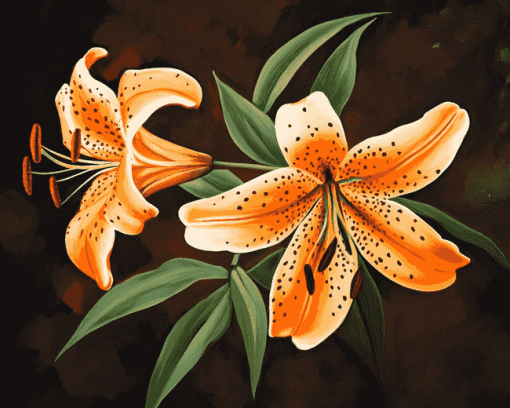 Tiger Lilies Blooms Diamond Painting