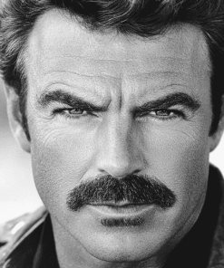 Tom Selleck Iconic Black and White Diamond Painting