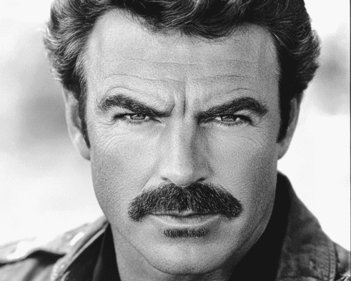 Tom Selleck Iconic Black and White Diamond Painting