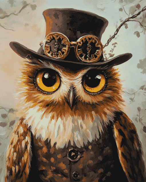 Top Hat Owl Animation Diamond Painting