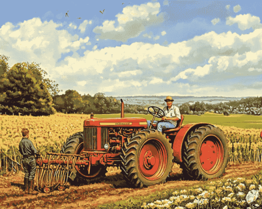 Tractor Scene Diamond Painting