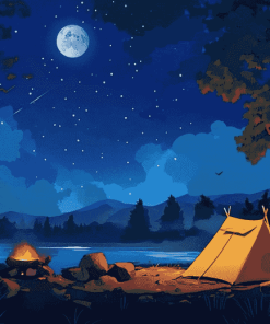 Tranquil Campsite Night Diamond Painting